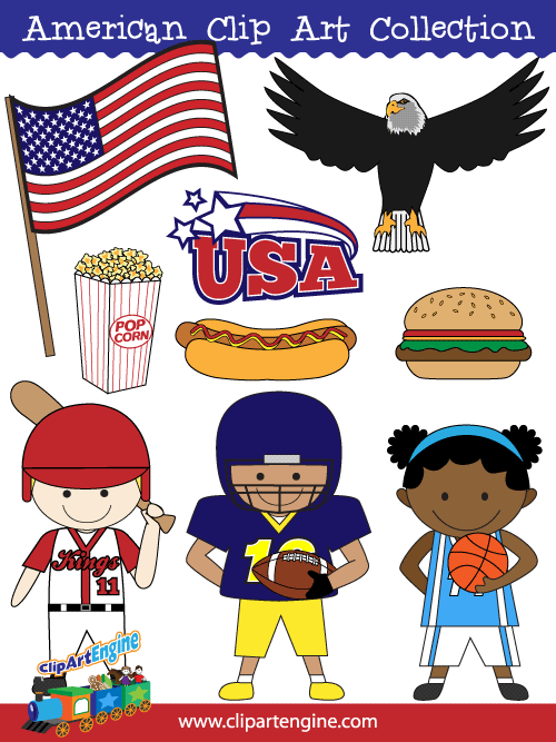 Our American Clip Art Collection is a set of royalty free vector graphics that includes a personal and commercial use license.