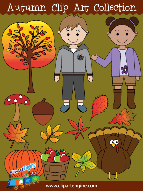 Our Autumn Clip Art Collection is a set of royalty free vector graphics that includes a personal and commercial use license.