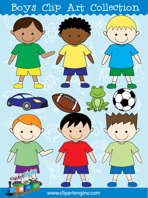 Our Boys Clip Art Collection is a set of royalty free vector graphics that includes a personal and commercial use license.