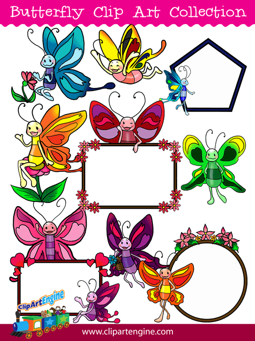 Our Butterfly Clip Art Collection is a set of royalty free vector graphics that includes a personal and commercial use license.