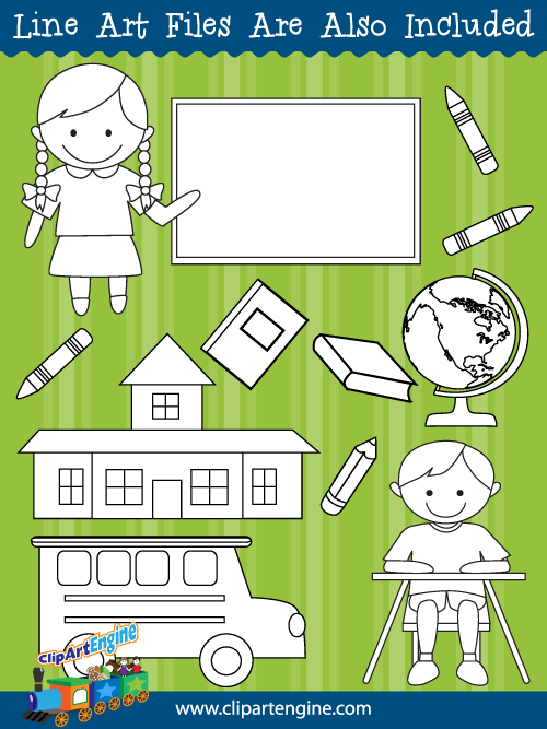 Black and white line art files are also included as part of the Clip Art Starter Kit.