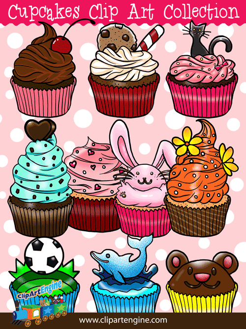 Cupcakes Clip Art Collection is a set of royalty free graphics that includes a personal and commercial use license.