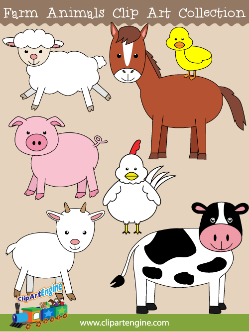 Our Farm Animals Clip Art Collection is a set of royalty free vector graphics that includes a personal and commercial use license.