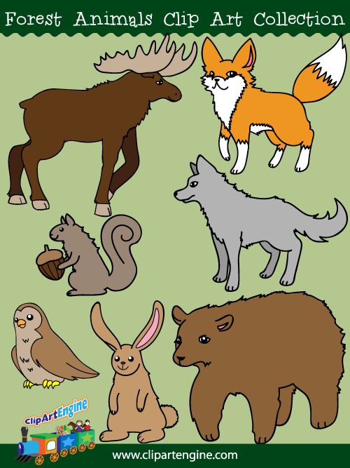 Our Forest Animals Clip Art Collection is a set of royalty free vector graphics that includes a personal and commercial use license.