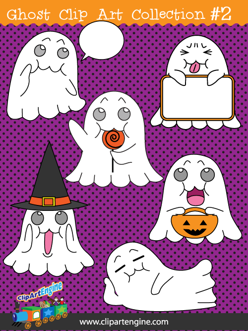 Our Ghost Clip Art Collection Part 2 is a set of royalty free vector graphics that includes a personal and commercial use license.