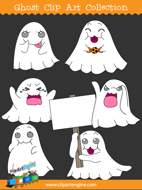 Our Ghost Clip Art Collection is a set of royalty free vector graphics that includes a personal and commercial use license.