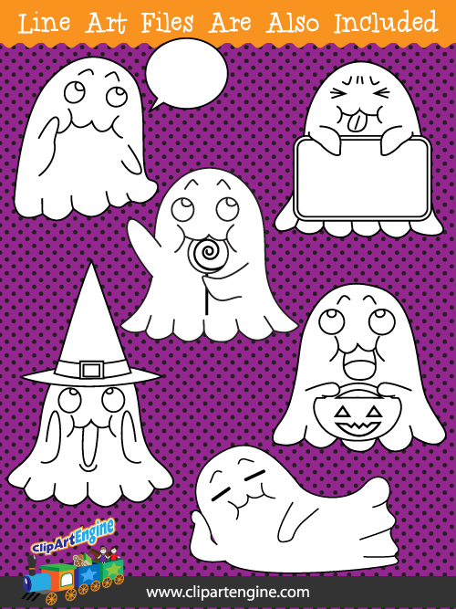 Black and white line art files are also included in our second collection of ghost clip art.