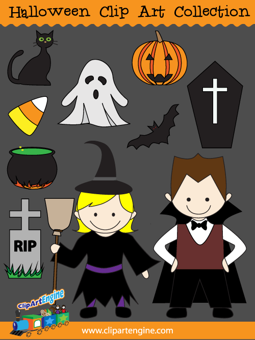 Our Halloween Clip Art Collection is a set of royalty free vector graphics that includes a personal and commercial use license.