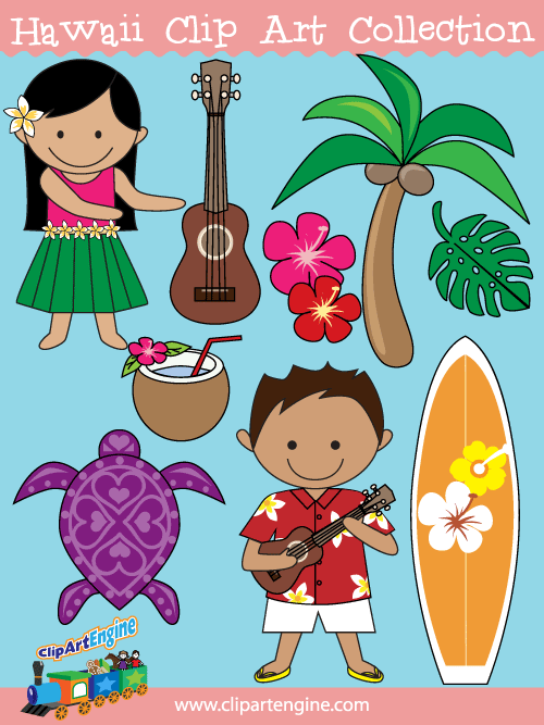 Our Hawaii Clip Art Collection is a set of royalty free vector graphics that includes a personal and commercial use license.