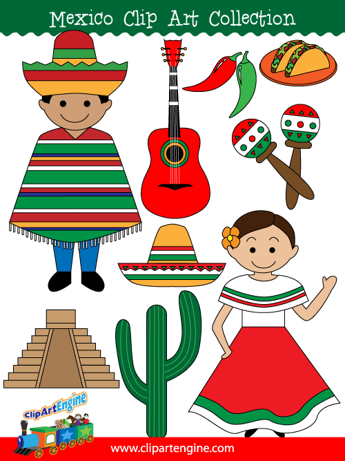 Our Mexico Clip Art Collection is a set of royalty free vector graphics that includes a personal and commercial use license.