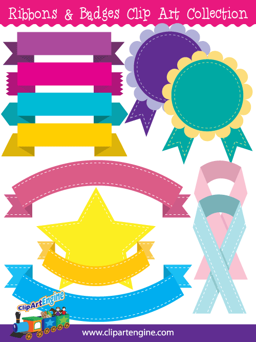 Our Ribbons and Badges Clip Art Collection is a set of royalty free vector graphics that includes a personal and commercial use license.