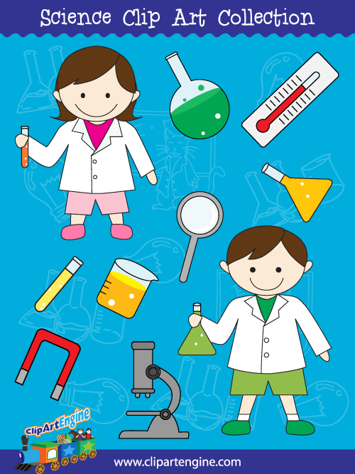 Our Science Clip Art Collection is a set of royalty free vector graphics that includes a personal and commercial use license.