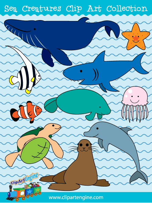Our Sea Creatures Clip Art Collection is a set of royalty free vector graphics that includes a personal and commercial use license.