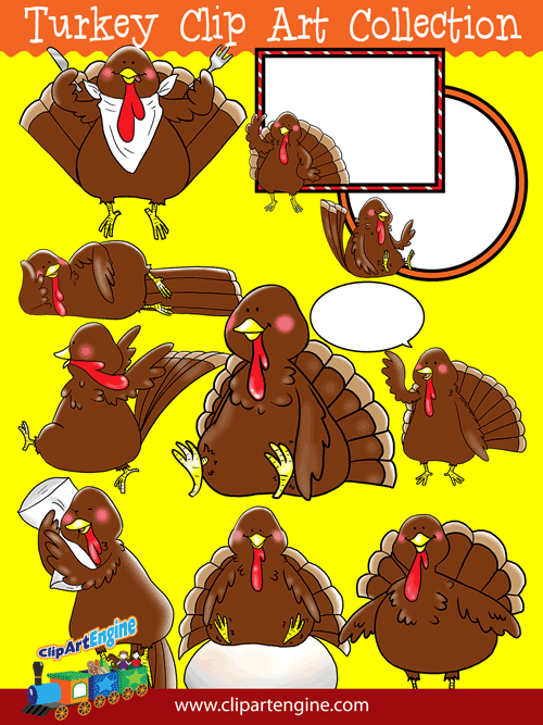 Our Turkey Clip Art Collection is a set of royalty free vector graphics that includes a personal and commercial use license.